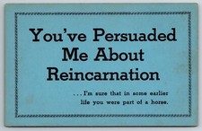 Reincarnation, You Were Part of a Horse in Past Life, Humor, Vintage Postcard picture