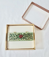 Vintage MONET Green Enamel Holly Berry Lipstick Case New In Box with Mirror picture