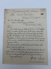 1887 William A J Sparks Signed US General Land Office Letter Ohio Land Patent picture