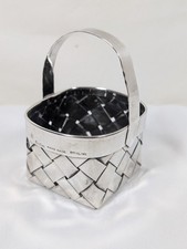 Cartier Handmade Sterling Silver Miniature Woven Basket 3 1/4 in 46.61g picture