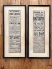 Pair 1869 Victorian Theater Broadsides NY Jessie Brown Uncle Tom’s Cabin Framed picture