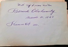 Opera Singer Bernard Olshansky Autograph - Nov. 11, 1923 picture