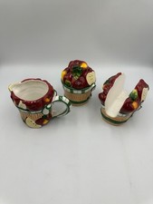 Vintage 1999 Young's Exclusive Apple Basket Ceramic Creamer Sugar Napkin Holder  picture