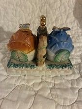 Vintage 3 Piece S/P Cabbage With Butterflies Orange & Blue picture