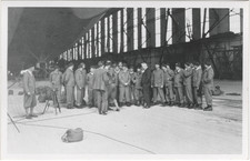 Vintage Graf Zeppelin LZ127 Crew Assembly Hangar Photo Postcard Airship picture
