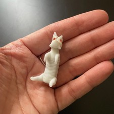 Vtg Hand-Blown Glass Miniature Dog Albino Red Eyes White Animal Figurine Terrier picture