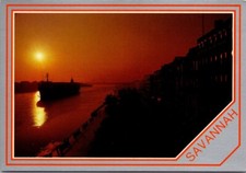 Savannah Georgia Sunrise River Street Waterfront Ship Shops c2000 Postcard picture
