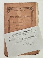 1856 antique NEW ENGLAND FARMER boston agricultural JOURNAL RECEIPT SILAS GREEN picture