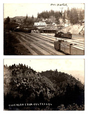 Colfax California RPPC Train Depot 1919 + Cape Horn Southern Pacific Real Photo picture