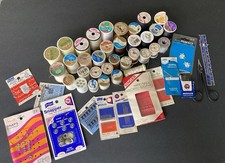 Vintage Sewing Notions Lot: 34 Thread Spools+Needle Packs+Snaps & Hooks⬇️ picture