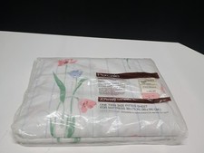 Vtg percale JCPenney twin fitted sheet Tulip Festival NEW granny core picture