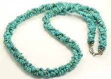 Vintage Navajo Sterling Silver 3-Strand Small Turquoise Nugget Bead Necklace picture