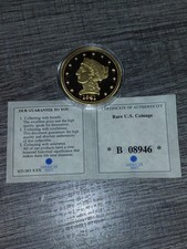 2009 AMERICAN MINT RARE U.S. COINAGE 1841 CORONET 1/4 EAGLE 24K GOLD LAYERED/COA picture