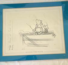 Disney Winnie-the-Pooh Pencil Sketch Animation Art Drawing, Matted picture