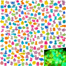 280pcs Mini Resin Animals Glow in The Dark, Tiny Luminous Animal Figurines Bulk, picture