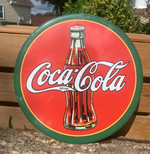 Vintage Coca Cola Sign Round Tin Metal Soda Pop Bottle Cap Advertising  picture