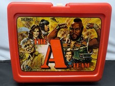 Vintage 1985 Plastic Red The A-Team Lunch Box With Thermos Lunchbox A Team picture