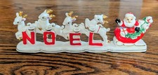 Vintage Relco NOEL Santa Sleigh Reindeer Christmas Candle Holder picture