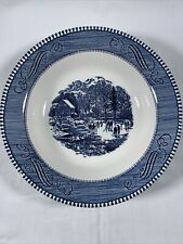 Vintage Royal Currier & Ives “Early Winter” Royal 8 1/2” Soup Bowl Blue/White picture