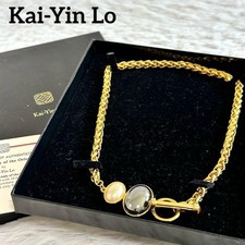 Kai-Yin Lo Vintage Gold Pearl Pendant Necklace 45cm with Case picture