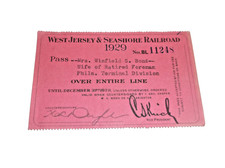 1929 WEST JERSEY & SEASHORE RAILROAD COMPANY PRR EMPLOYEE PASS #11248 picture