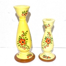 Vintage Pizzato Italian Ceramic Candlestick Holders Pair Handmade Hand Painted picture