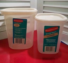 VTG Rubbermaid Servin Saver Canisters 1.6 QT 1.8 PT 3919 3920 NOS Almond #5 #8 picture