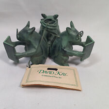 DAVID KAY CAST METAL BOOK READING MICE CANDLESTICK CANDLE HOLDER picture