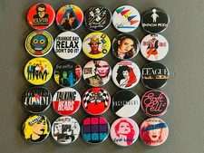 Assorted 80's New Wave Buttons / Pins Set Of 25 Set A picture