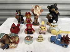 Resin Teddy Bears Sculpture Figurines Vintage Collectible 12pcs Lot C picture
