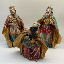 Vintage Eugenio Pattarino Italy Ceramic Wise Men Nativity Figures Signed Set (3) picture