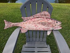 Vintage Large 37 Inch Red Drum Fish Handcrafted Wooden Body Metal Tail and Fins picture