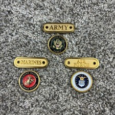 US Military Branch Metal Adhesive Emblems Plaques Army Marines Air Force Craft picture