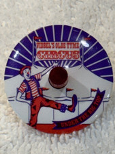 Vintage Circus Toy crafter Spinning Top-Metal-Promo Toy-Clown Graphics picture