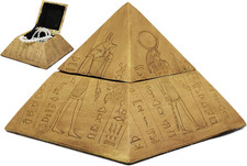 Ebros Ancient Egyptian Themed Carved Pyramid Hinged Jewelry Box Figurine Decorat picture
