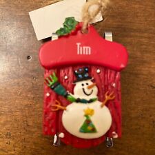 Ganz Snowman Sleigh Sled Ornament Personalized TIM Stocking Stuffer NWT picture