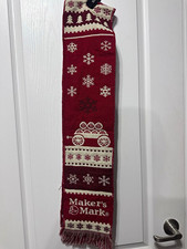 Maker's Mark Red & White Snowflake Fringe Scarf Distillery Advertising picture