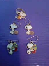 Vintage Aviva SNOOPY Charm Pendants And Ring Enamel Collectible 1970 picture