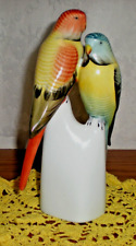 Hand-Painted HOLLOHAZA Porcelain BUDGIES/PARAKEETS/ PARROTS Figurine, Hungary picture