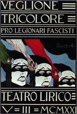 Italian Fascist Era Poster c1920s - Veglione Tricolore Teatro Lirico - 24x32” picture