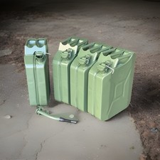LOT 4 NATO Green 5 Gallon Jerry Can Gasoline Transfer Refill Steel Tank w/Nozzle picture
