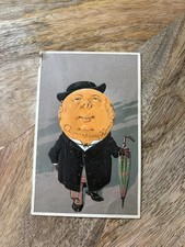 Antique A Merry Xmas Postcard Anthromorphic Moon Man  picture