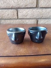 Vintage Blue Corn Pottery Black Native Small Face Cup Lot Of 2 picture