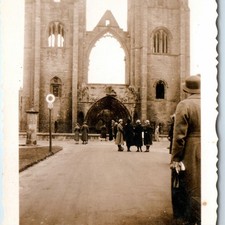 c1940s Elgin Scotland Cathedral Ruins Snapshot West Front Tower Moray Photo picture