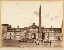 Unseen Rome Piazza del Popolo 1860c Bernoud Printed later in 70s from A. Mauri picture