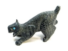 Black Marble BOBCAT by LANCE CHEAMA, ZUNI Wildcat LYNX FETISH Indian Carving picture