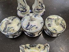 RARE Hand Painted Asian Porcelain 6 Piece Set Antique It Is  Gorgeous  picture