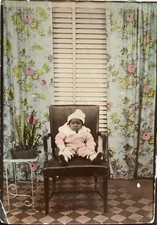 STUNNING Hand Colored Portrait Photo Adorable Black African American Baby 1940s picture