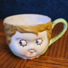 Vintage Hand Painted Cupie Nippon Figural Face Cup Character Japanese Porcelain picture