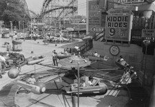 Kiddie Rides at the fairground in Coney Island New York City 1952 Old Photo picture